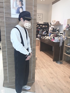 「アイテム（キャスケット）」を使った、14+ コクーンシティ店 スタッフさん（レディース・160cm）の春コーディネート