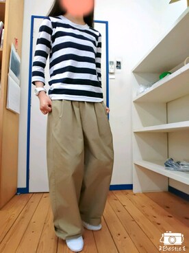 「ネイビー×ホワイト」｜「アイテム（その他シューズ）」を使った、ぽんさん（レディース・160cm）の夏コーディネート