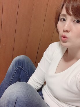 「Pierrot（ピエロ）のアイテム（Tops、ホワイト系）」を使った、nishiyamaさん（レディース・155cm）の秋コーディネート