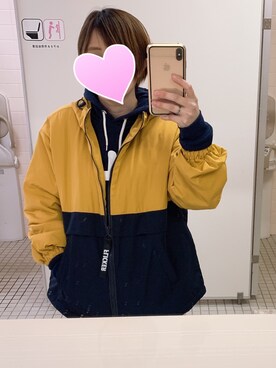 「Honeys（ハニーズ）のアイテム（Outerwear、イエロー系）」を使った、nishiyamaさん（レディース・155cm）の冬コーディネート
