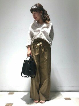 「ストライブシャツ」｜RISAさん（レディース・151cm）の春コーディネート