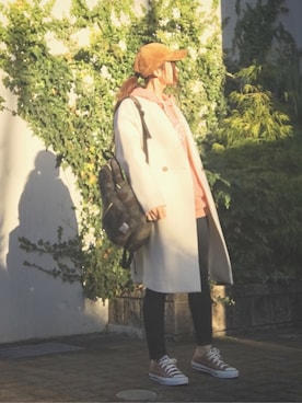 「コーデュロイキャップ」｜「アイテム（チェスターコート）」を使った、Atsukoさん（レディース・152cm）の冬コーディネート