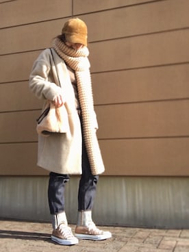 「Samansa Mos2 blue（サマンサモスモスブルー）のアイテム（その他アウター）」を使った、Atsukoさん（レディース・152cm）の冬コーディネート
