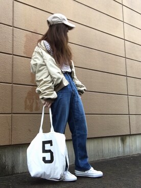 「MOUSSY（マウジー）のHAND DOWN Remake BZ（ブルゾン）」を使った、Atsukoさん（レディース・152cm）の春コーディネート