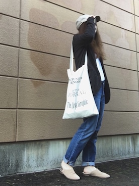 「TODAYFUL（トゥデイフル）のVintageトートバッグ（トートバッグ）」を使った、Atsukoさん（レディース・152cm）の春コーディネート