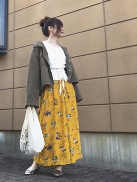 「CIBONE（シボネ）のアイテム（バッグ）」を使った、Atsukoさん（レディース・152cm）の春コーディネート