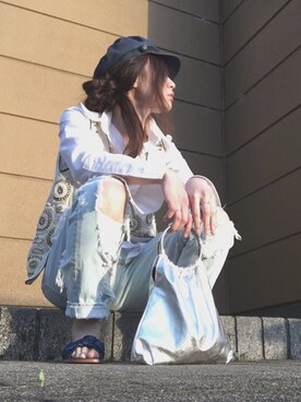 Atsukoさんの「【Casselini /キャセリーニ】メタリックリングバッグ」を使ったコーディネート