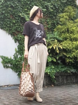 「ペーパーベレー」｜「アイテム（帽子）」を使った、Atsukoさん（レディース・152cm）の夏コーディネート