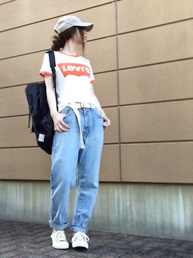 「ORANGE TAB（オレンジタブ）のアイテム」を使った、Atsukoさん（レディース・152cm）の夏コーディネート