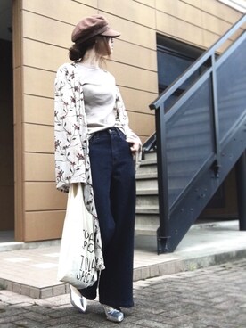 「エコバッグ」｜「アイテム（キャスケット）」を使った、Atsukoさん（レディース・152cm）の夏コーディネート