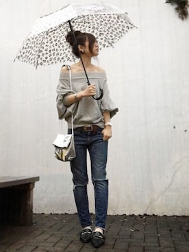 「MAISON DE REEFUR（メゾンドリーファー）のアイテム（長傘）」を使った、Atsukoさん（レディース・152cm）の秋コーディネート