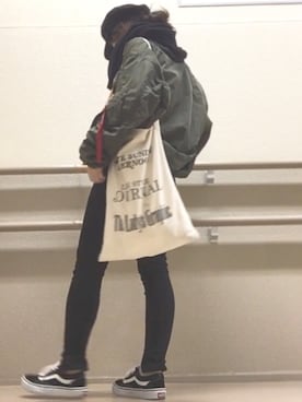 「TODAYFUL（トゥデイフル）のVintageトートバッグ（トートバッグ）」を使った、Atsukoさん（レディース・152cm）の冬コーディネート