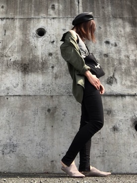 「TODAYFUL（トゥデイフル）のアイテム（ハンチング/ベレー帽）」を使った、Atsukoさん（レディース・152cm）の春コーディネート