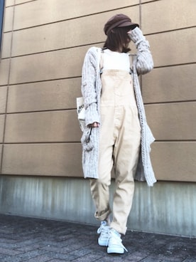 「DOUBLE NAME（ダブルネーム）のアイテム（サロペット/オーバーオール）」を使った、Atsukoさん（レディース・152cm）の春コーディネート