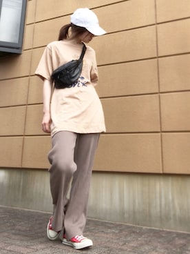 「HOLIDAY（ホリデイ）のアイテム（帽子）」を使った、Atsukoさん（レディース・152cm）の夏コーディネート