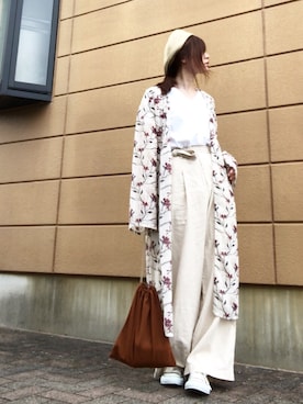 「TODAYFUL（トゥデイフル）のアイテム（ハンチング/ベレー帽）」を使った、Atsukoさん（レディース・152cm）の夏コーディネート