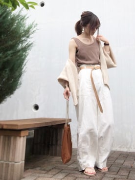 「Ungrid（アングリッド）のウォッシュワッフルタンクトップ（タンクトップ）」を使った、Atsukoさん（レディース・152cm）の夏コーディネート