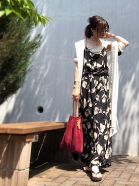 「シャツワンピ」｜「アイテム（つなぎ/オールインワン）」を使った、Atsukoさん（レディース・152cm）の秋コーディネート