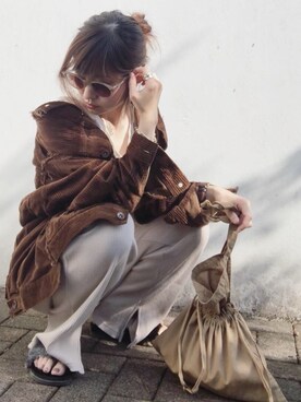 「TODAYFUL（トゥデイフル）のTODAYFUL(トゥディフル) ''Vintage Apron Sacoche'' ヴィンテージエプロンサコッシュ ／11821066（ショルダーバッグ）」を使った、Atsukoさん（レディース・153cm）の秋コーディネート
