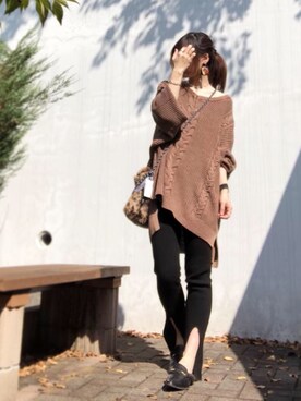 「RED CHOP WORKS（レッドチョップワークス）のアイテム（レギンス/スパッツ）」を使った、Atsukoさん（レディース・153cm）の秋コーディネート