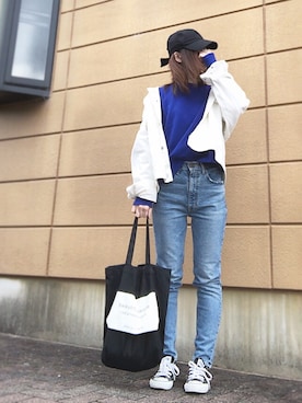 「STUDIOUS（ステュディオス）のアイテム（スウェット）」を使った、Atsukoさん（レディース・153cm）の春コーディネート
