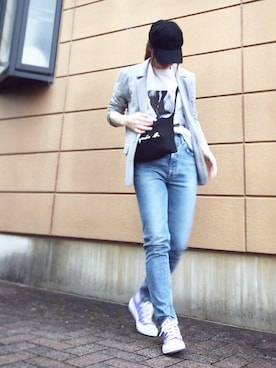 「TODAYFUL（トゥデイフル）のアイテム（テーラードジャケット）」を使った、Atsukoさん（レディース・153cm）の夏コーディネート