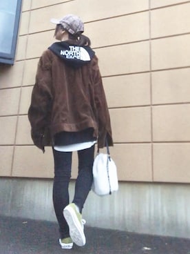 「THE NORTH FACE（ザノースフェイス）のREARVIEW FULLZIP HOODIE（パーカー）」を使った、Atsukoさん（レディース・153cm）の冬コーディネート