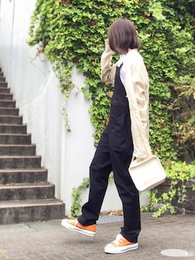 「チャイナシャツ」｜「アイテム（オールインワン・サロペット）」を使った、Atsukoさん（レディース・153cm）の夏コーディネート