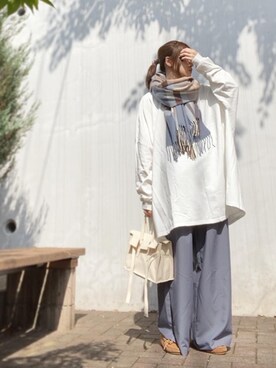 「reca（レカ）のゆったりラフな着心地◆超ビッグシルエットカットソー（Tシャツ/カットソー）」を使った、Atsukoさん（レディース・153cm）の秋コーディネート