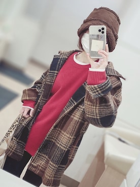 「SETUP7（セットアップセブン）のアイテム（帽子）」を使った、Atsukoさん（レディース・153cm）の冬コーディネート