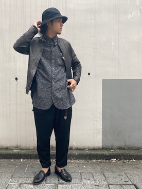 「NCB neat caprice brand（エヌシービーニートカプリスブランド）のアイテム（ライダースジャケット）」を使った、yamagata1699さん（メンズ・172cm）の秋コーディネート