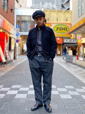 「CPH（シーピーエイチ）のアイテム（キャスケット）」を使った、yamagata1699さん（メンズ・172cm）の春コーディネート