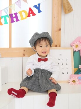 「アイテム（ラッピングキット、グリーン系）」を使った、kohaさん（キッズ・70cm）の冬コーディネート