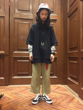「NANO universe（ナノユニバース）のアイテム（帽子）」を使った、窪田 孝之さん（メンズ・170cm）の春コーディネート