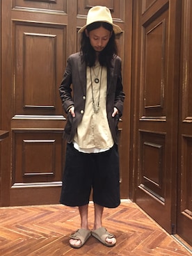 「BRONTE（ブロンテ）のアイテム（帽子）」を使った、窪田 孝之さん（メンズ・170cm）の夏コーディネート