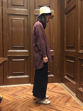 「NANO universe（ナノユニバース）のベルト付ワイドチノパンツ（チノパンツ）」を使った、窪田 孝之さん（メンズ・170cm）の夏コーディネート