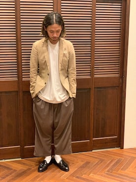 「アイテム（スラックス）」を使った、窪田 孝之さん（メンズ・170cm）の夏コーディネート