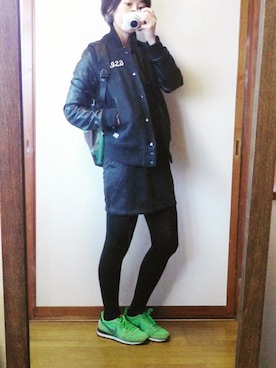 「G-STAR RAW（ジースターロゥ）のアイテム（スタジャン）」を使った、もこさん（レディース・165cm）の冬コーディネート