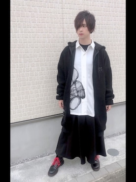 「AFYF」｜「アイテム（その他アウター）」を使った、ナナユさん（メンズ・177cm）の冬コーディネート