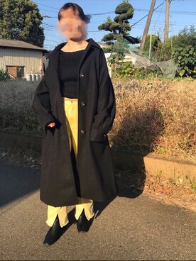 「Heather（ヘザー）のアイテム（ステンカラーコート）」を使った、きよしま  りあさん（レディース・151cm）の秋コーディネート