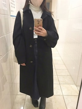 「Heather（ヘザー）のアイテム（ステンカラーコート）」を使った、きよしま  りあさん（レディース・151cm）の秋コーディネート