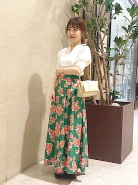 「フラワープリント」｜「アイテム（カーディガン/ボレロ）」を使った、kaorukoさん（レディース・148cm）の春コーディネート