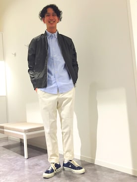 「GLOBAL WORK（グローバルワーク）のアイテム（MA-1）」を使った、澤田蒼平さん（メンズ・177cm）の春コーディネート