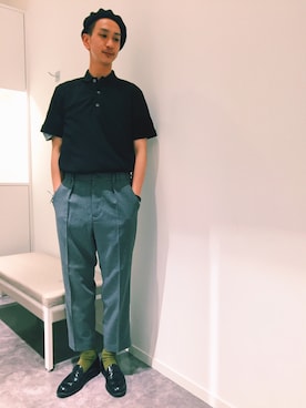 「GLOBAL WORK（グローバルワーク）のアイテム（ポロシャツ）」を使った、澤田蒼平さん（メンズ・177cm）の夏コーディネート