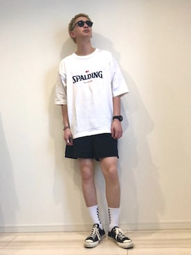 「SPALDING（スポルディング）のアイテム」を使った、澤田蒼平さん（メンズ・178cm）の春コーディネート