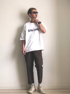 「SPALDING（スポルディング）のアイテム」を使った、澤田蒼平さん（メンズ・178cm）の春コーディネート