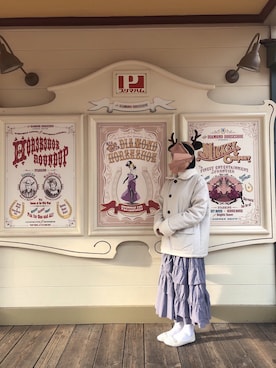 「GOGOSING（ゴゴシング）のアイテム（ジャケット/アウター）」を使った、菓子さん（レディース・156cm）の冬コーディネート