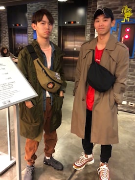 「FILA（フィラ）のアイテム（チノパンツ）」を使った、陳易葆さん（メンズ・176cm）の冬コーディネート
