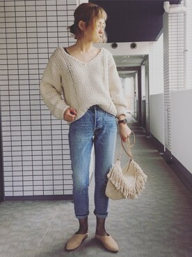 ayumixer0312さんの「501(R) Skinny スキニージーンズ インディゴブルー SUMMER DUNE/14oz」を使ったコーディネート