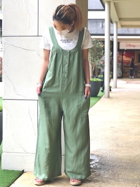 「AVIREX DEPOT」｜「アイテム（オールインワン・サロペット）」を使った、Reinaさん（レディース・155cm）の夏コーディネート